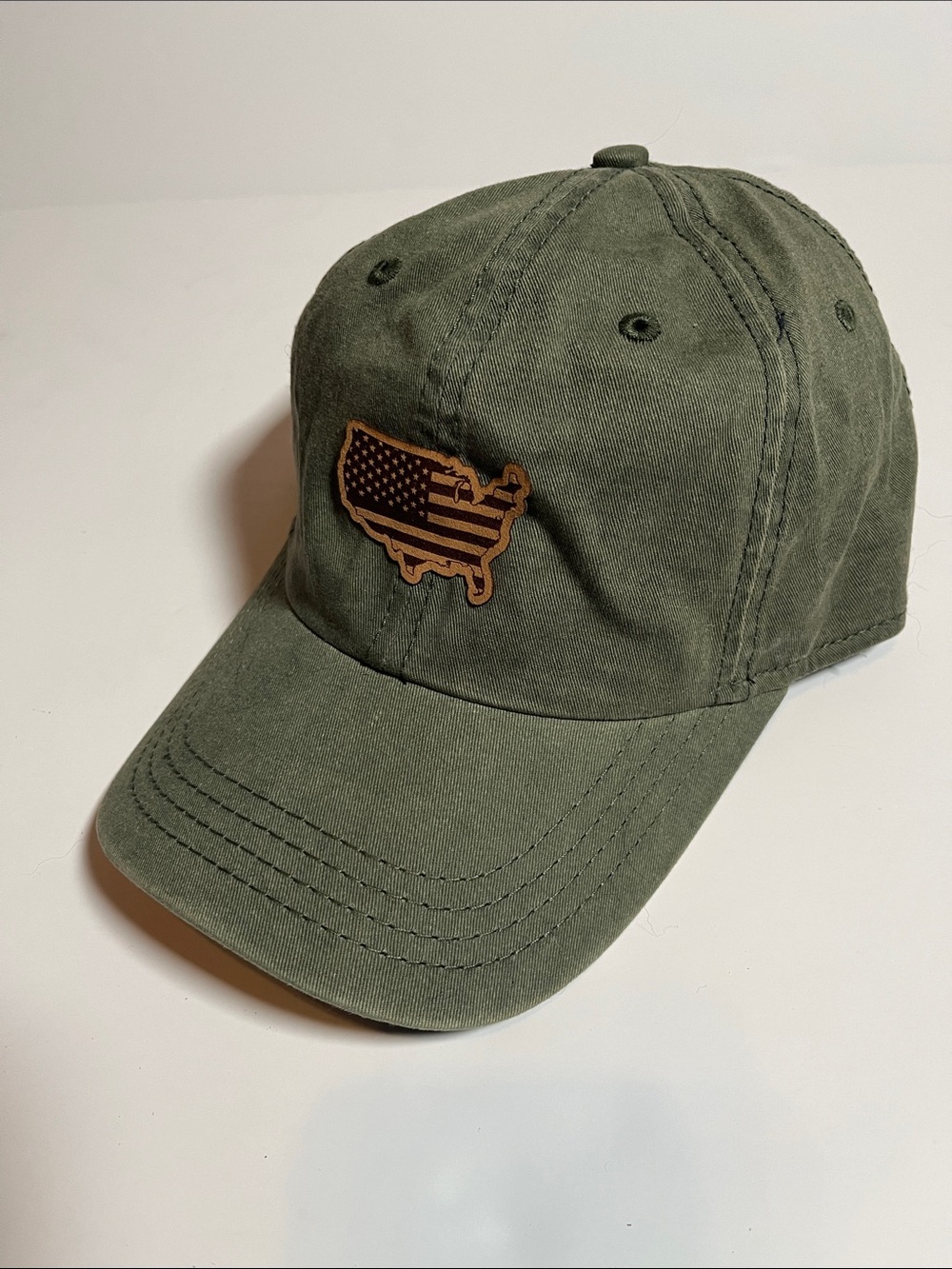 Olive Green USA Flag Patch Baseball Cap
